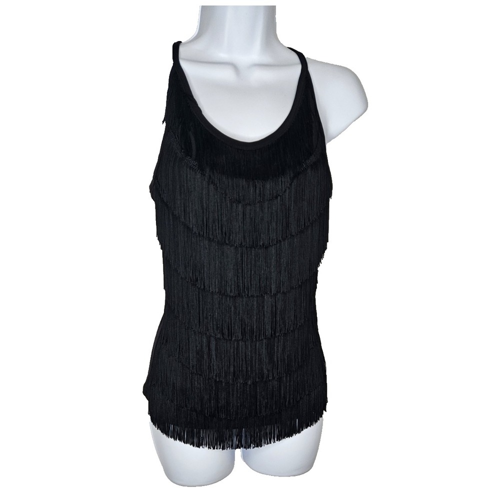 Joseph Ribkoff Black Fringe Tank Top Size 2 XS Party Dance Flapper Style‎ Canada